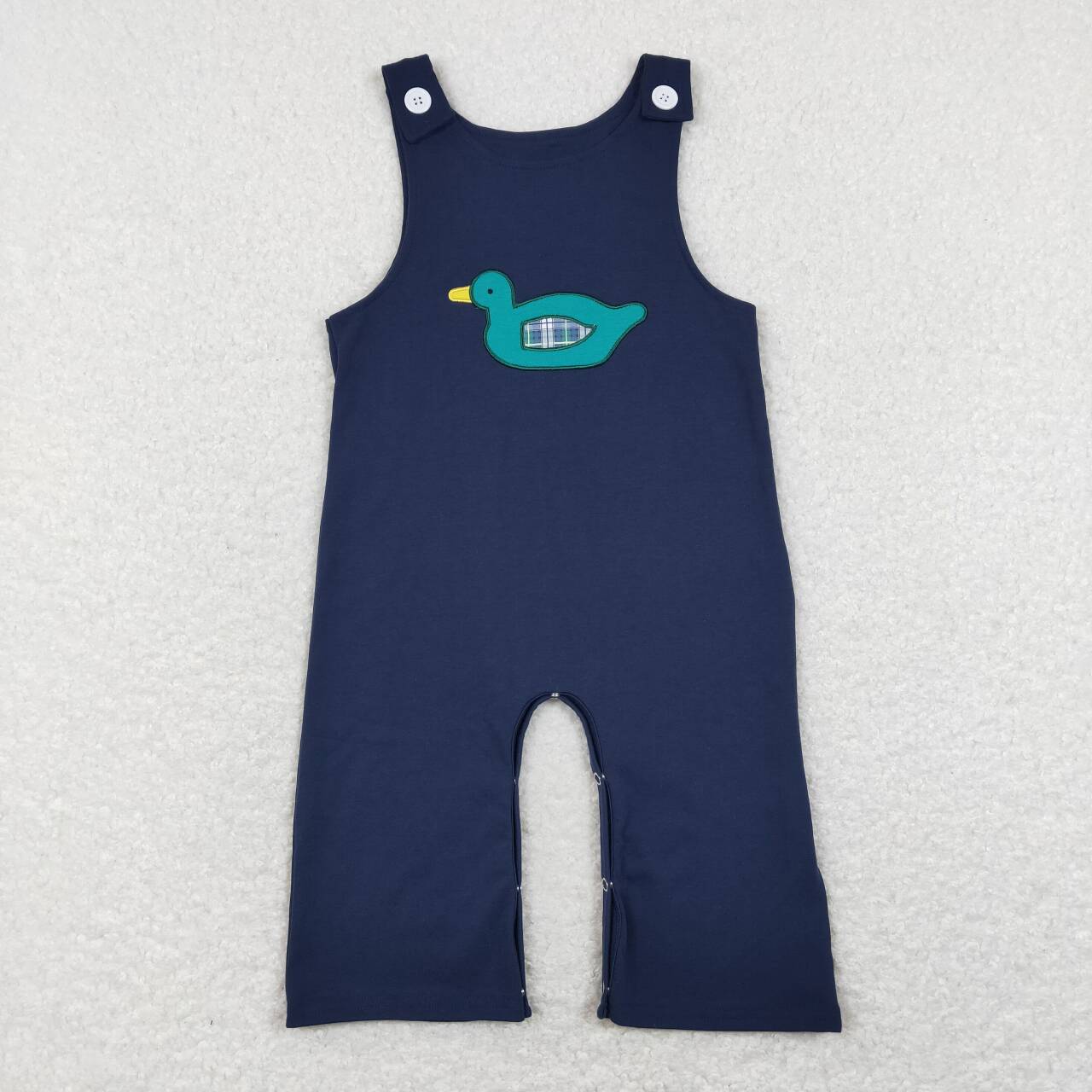 SR0677 Duck Embroidery Navy Baby Boys Summer Romper