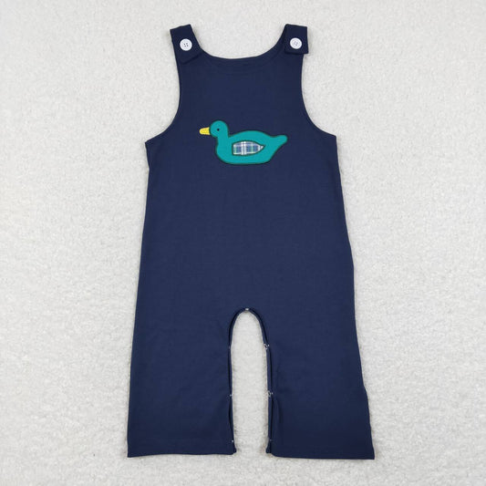 SR0677 Duck Embroidery Navy Baby Boys Summer Romper
