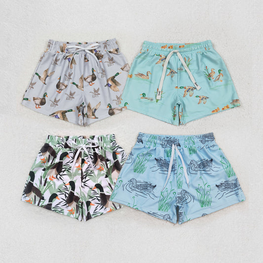 4 Duck Print Boys Swim Trunks Brothers Wear