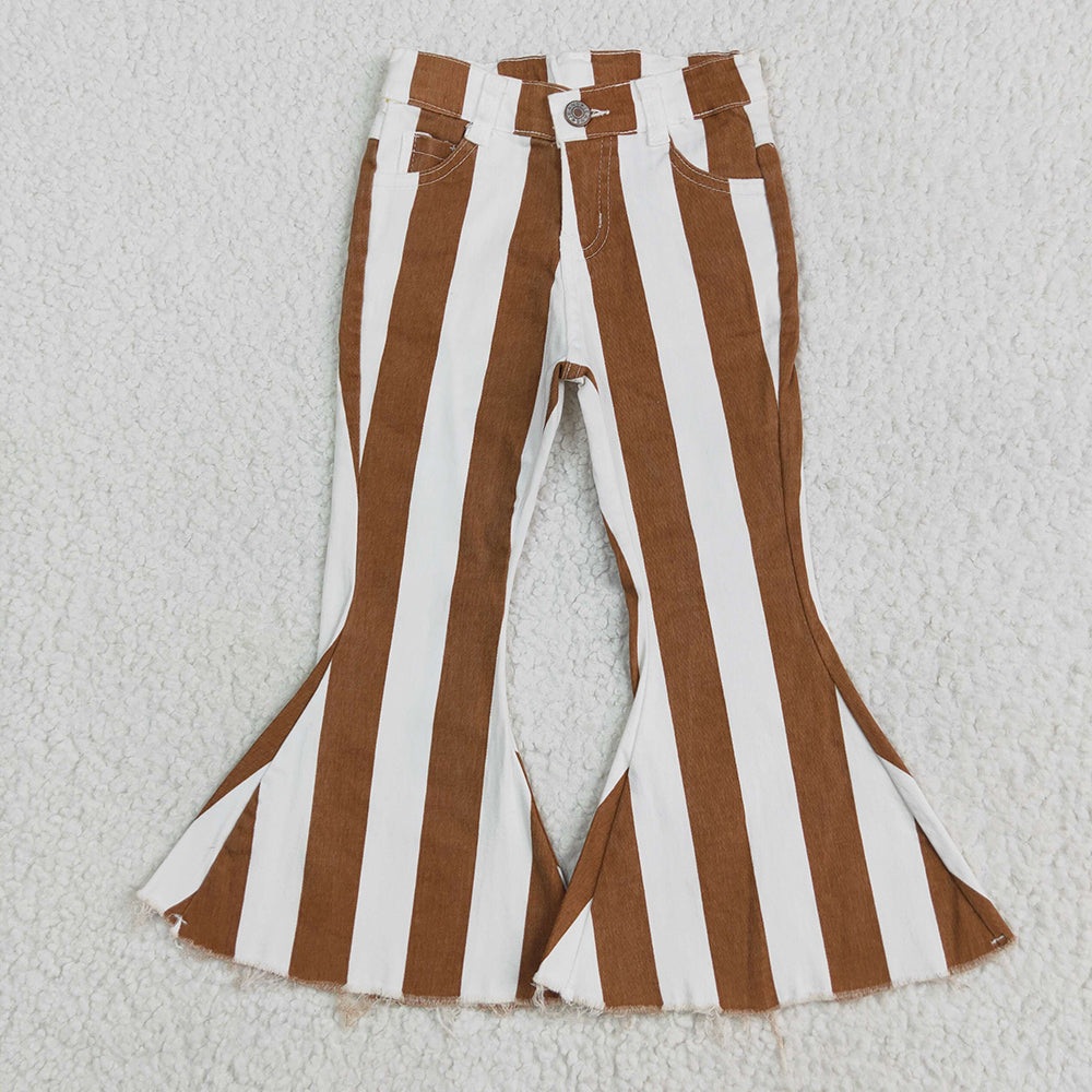 7 Colors Stripes Denim Bell Bottom Jeans Girls Pants Sisters Wear