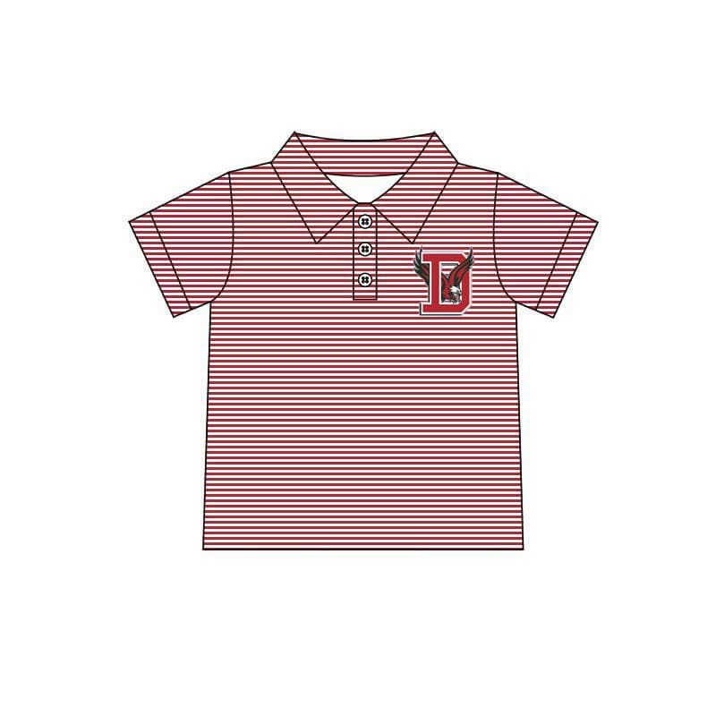 (Custom Design Preorder MOQ 5) Team's D EAGLES Red Stripes Print Boys Summer Polo Tee Shirts Top