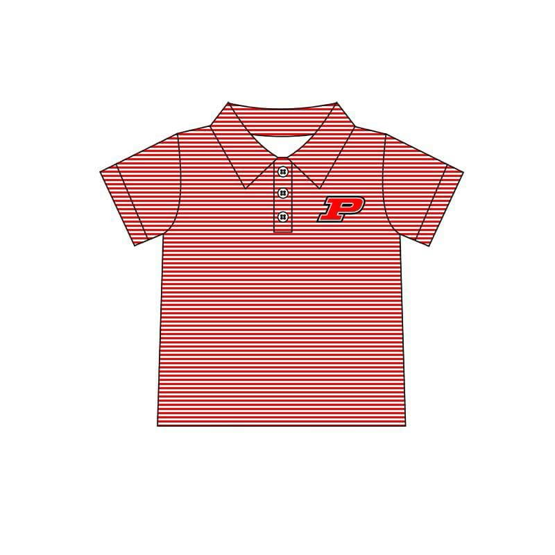 (Custom Design Preorder MOQ 5) Team's P EAGLES Red Stripes Print Boys Summer Polo Tee Shirts Top