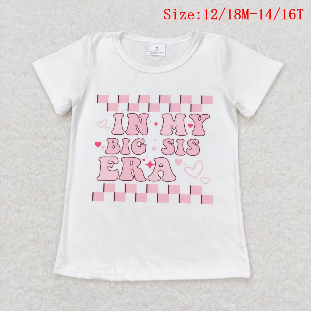 GT0556 In My Big Sister ERA Print Girls Summer Tee Shirts Top