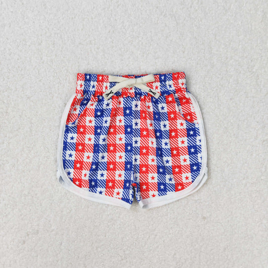 SS0253 Stars Print Kids 4th of July Shorts