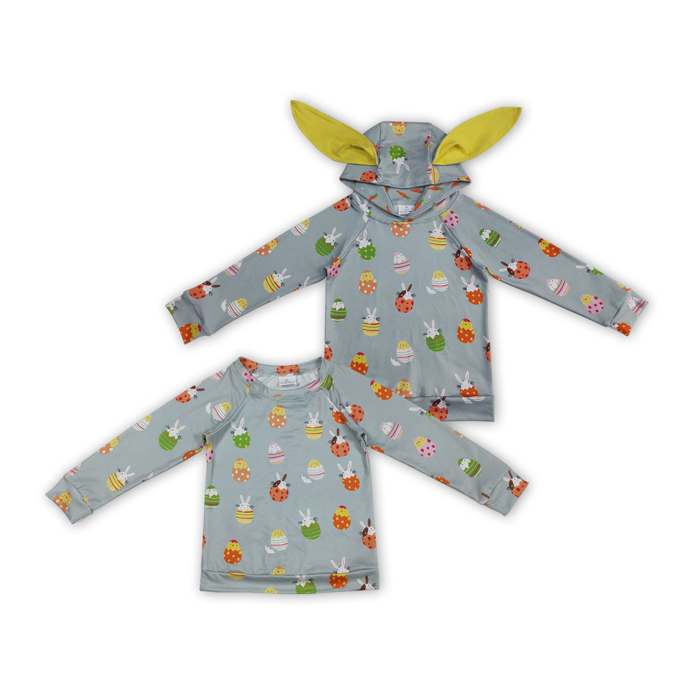 Bunny Eggs Print Kids Easter Top Sibling Wear