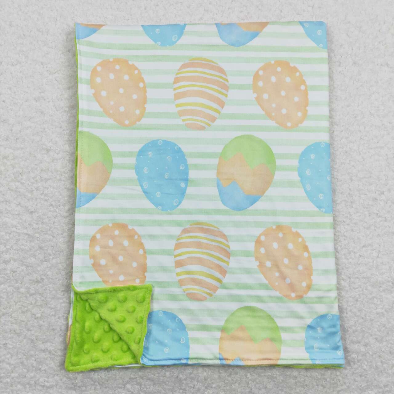 BL0102 Eggs Print Baby Green Minky Easter Blanket