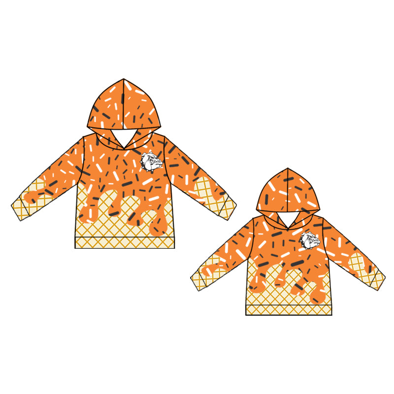 (Custom Design Preorder MOQ 5 Each Design) Team's Elida bulldogs Sprinkles Print Hoodie Top Mom and Me Matching Clothes