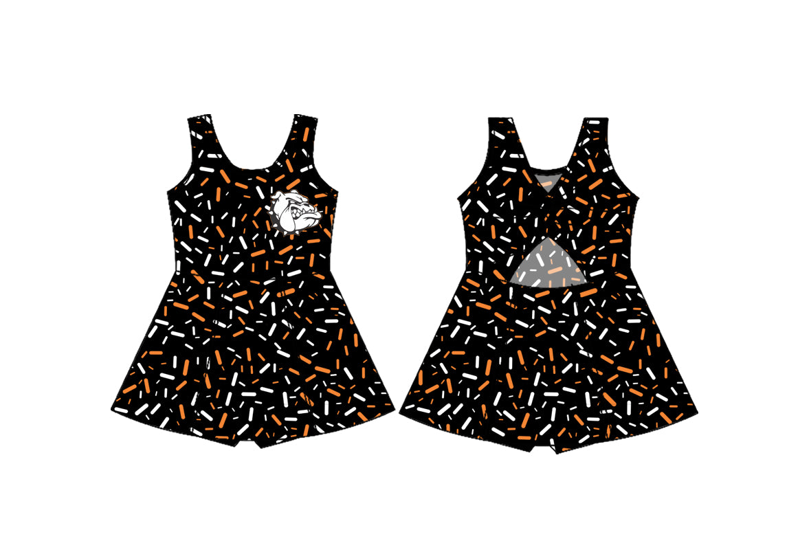 (Custom Design Preorder MOQ 5) Team's Elida Bulldogs Sprinkles Print Backless Top Shorts Skirts Girls Summer Yoga Dress