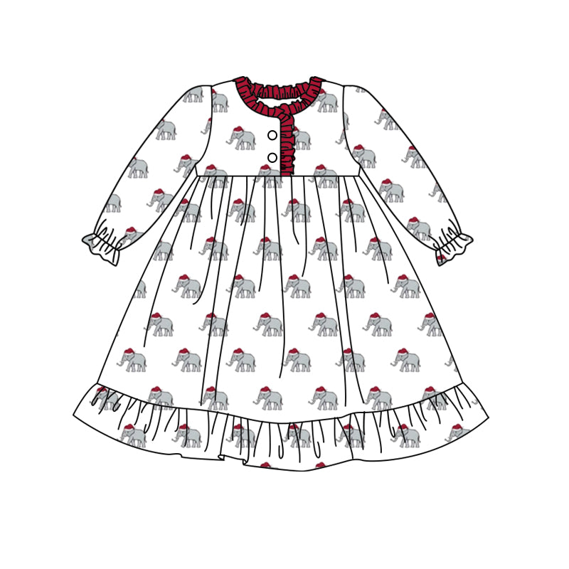 (Custom Design Preorder MOQ 5) Football team Alabama print girls Christmas knee length gown