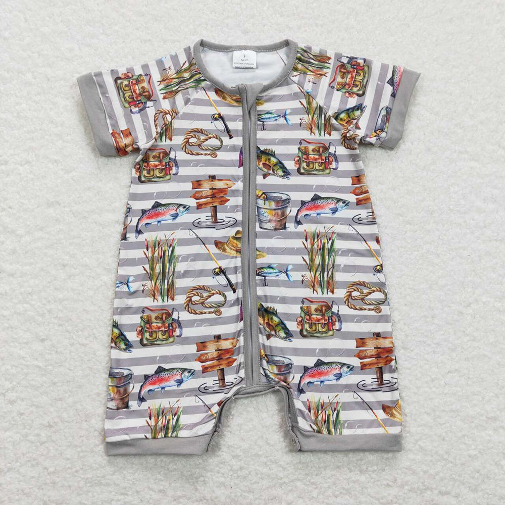 Hunting Design Baby Boys Summer Zipper Sleeper Romper Brothers Wear