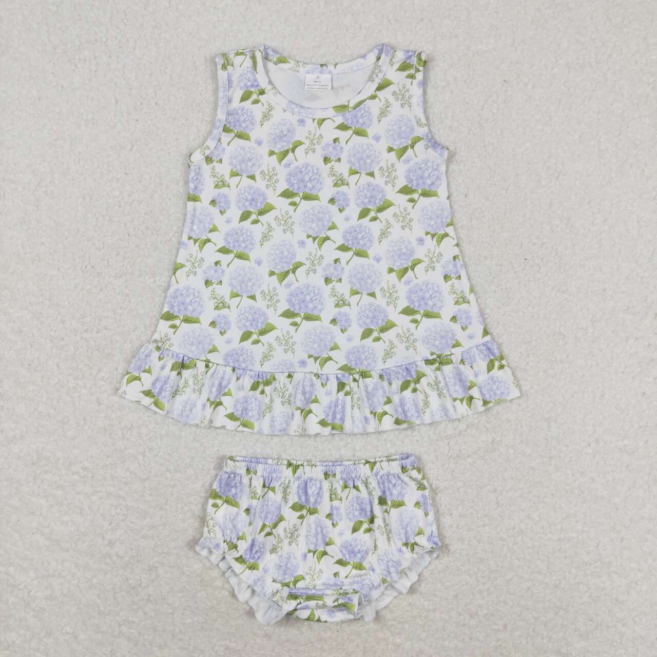 GBO0342 Hydrangea Flowers Print Baby Girls Summer Bummie Set