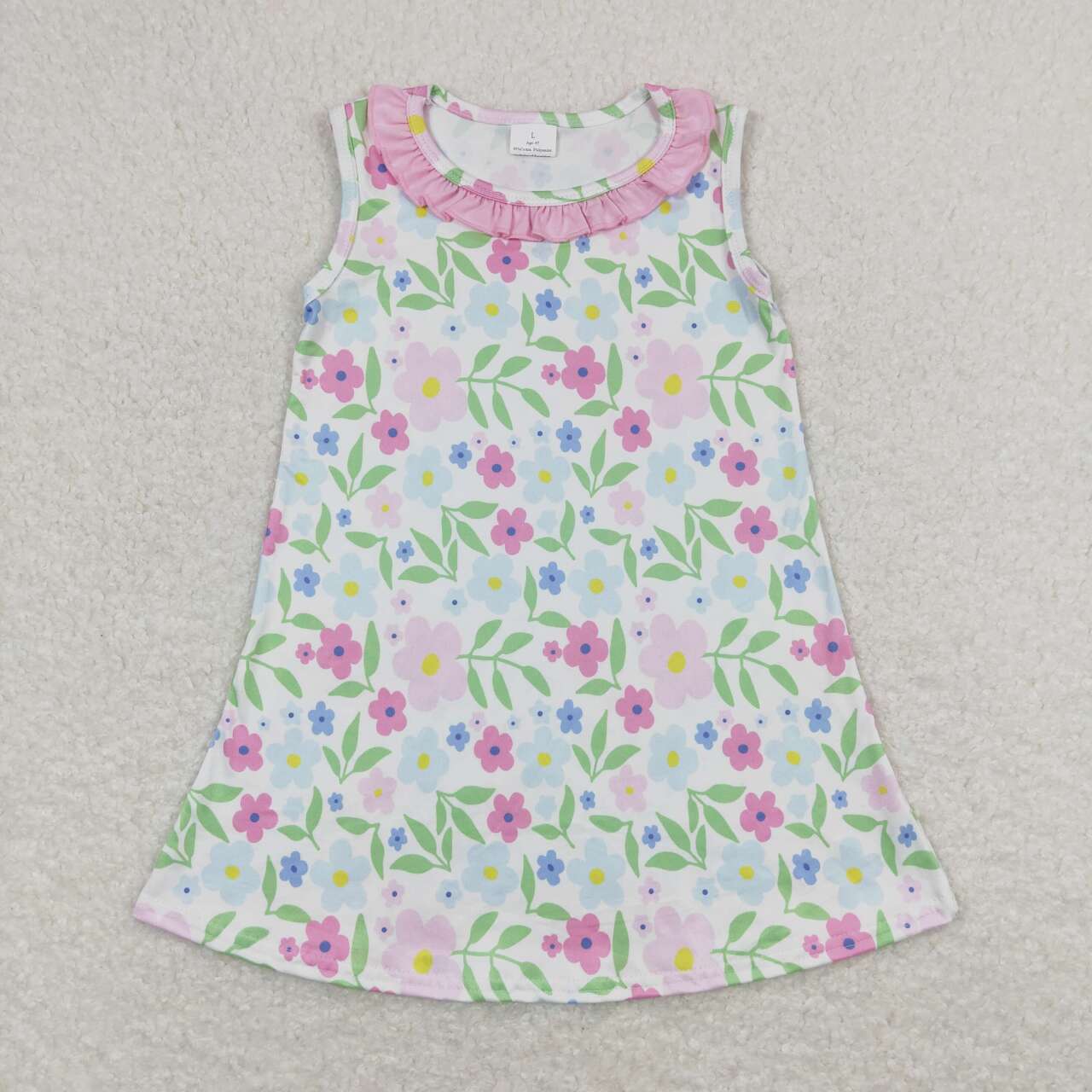 GSD0893 Flowers Print Girls Summer Knee Length Dress