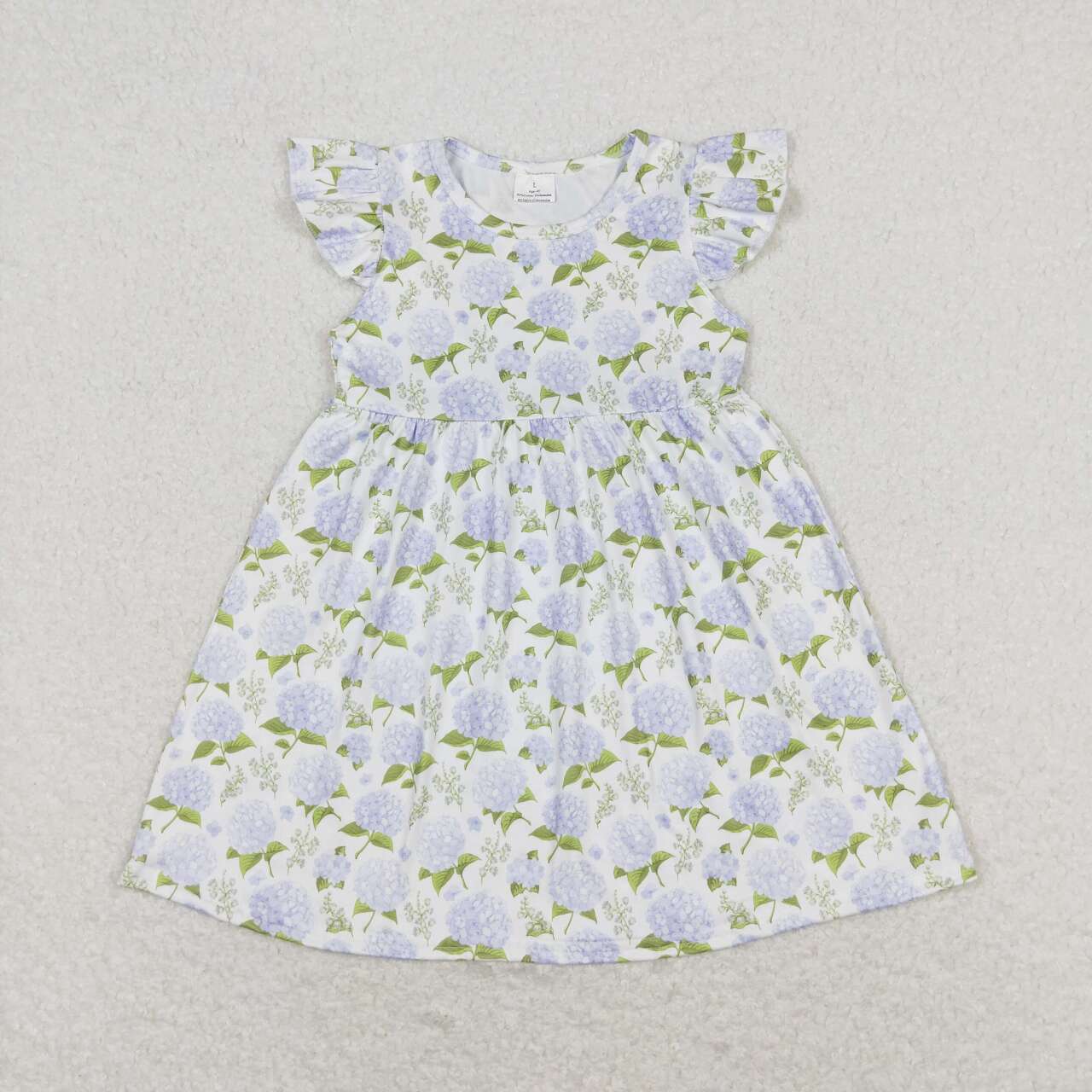 GSD1100 Hydrangea Flowers Print Girls Knee Length Summer Dress