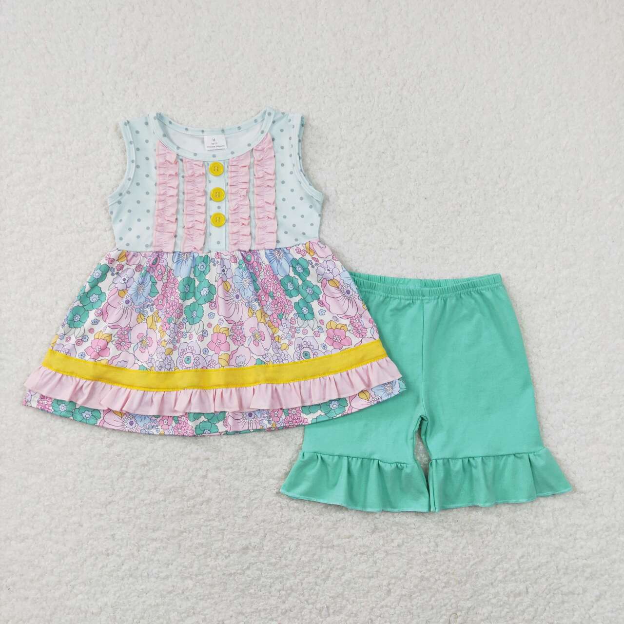 Ruffles Tunic Top Shorts Girls Summer Clothes Set Sisters Wear