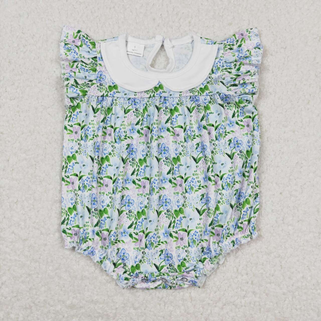 SR1004 Flowers Print Baby Girls Summer Romper