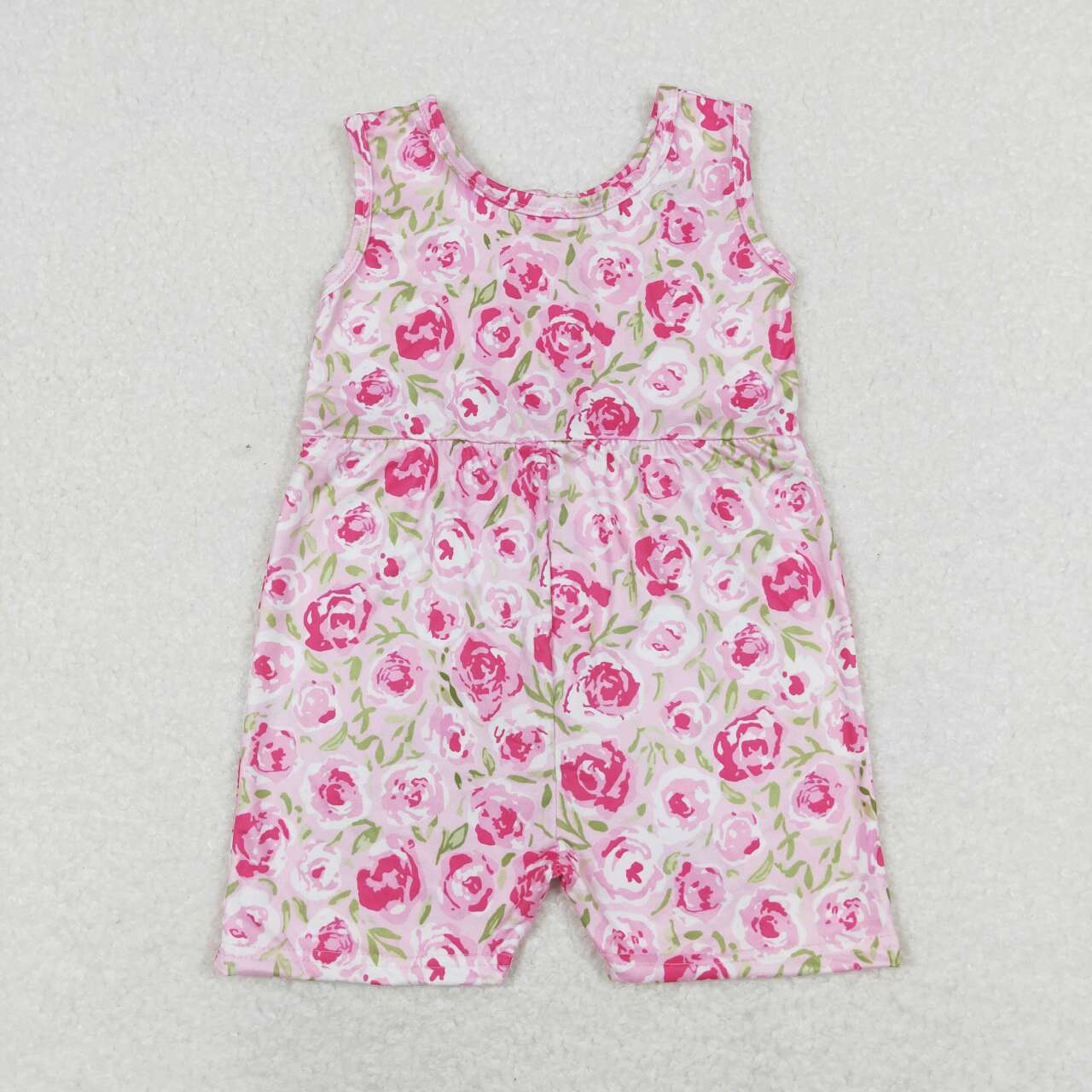 SR1127 Flowers Print Girls Summer Zipper Jumpsuits