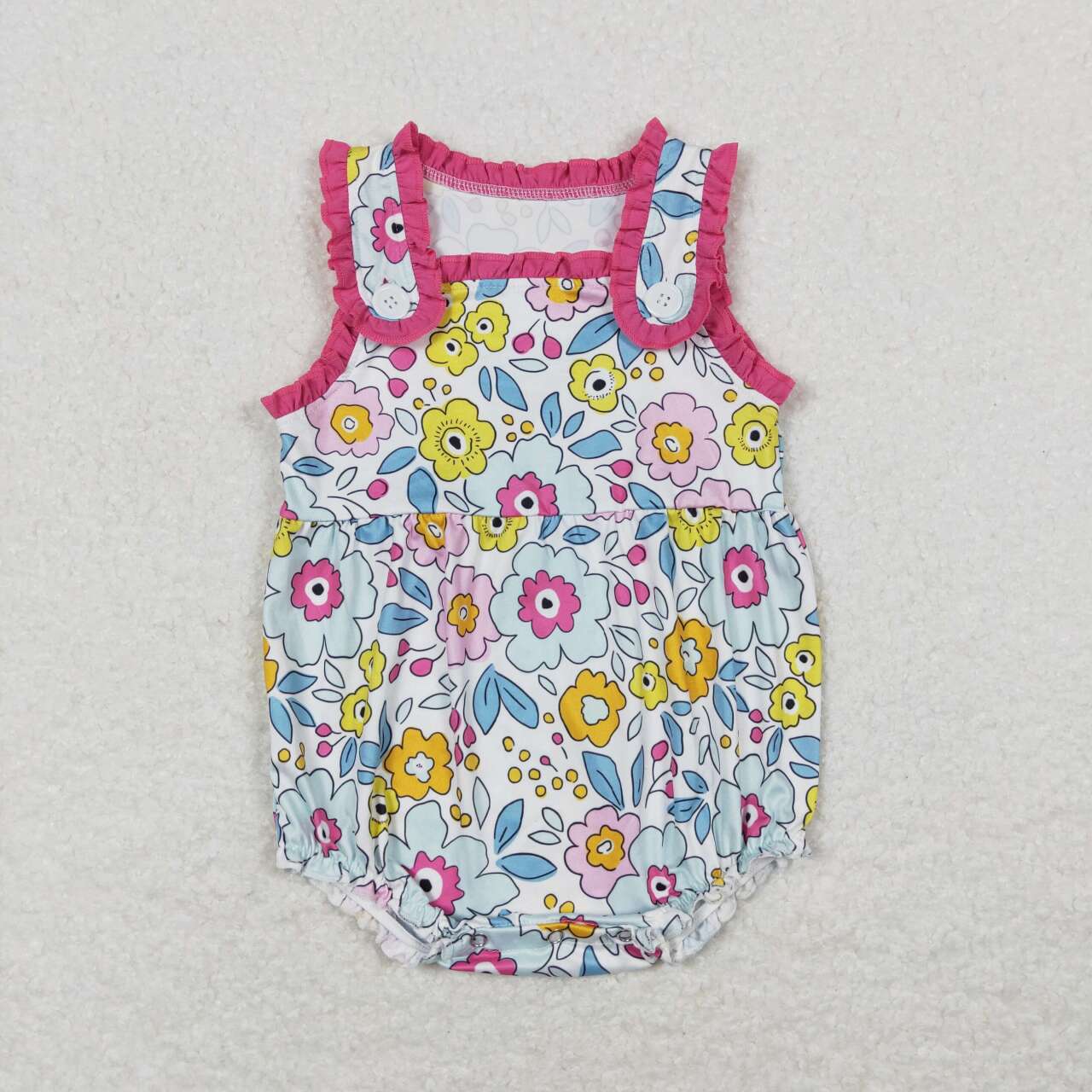 SR1161 Flowers Print Baby Girls Summer Romper