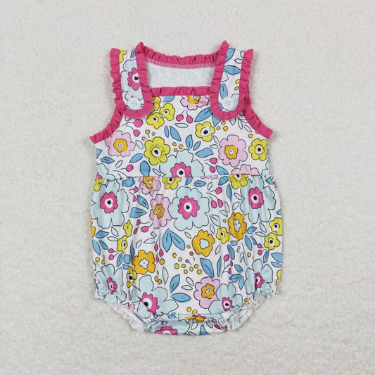 SR1161 Flowers Print Baby Girls Summer Romper
