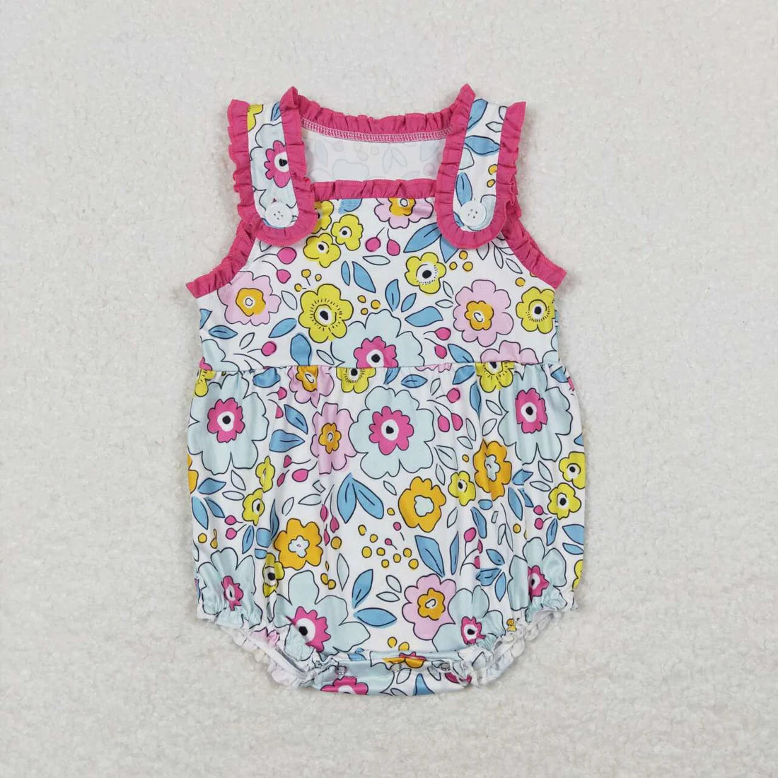 Colorful Flowers Pink Plaid Print Sisters Summer Matching Clothes