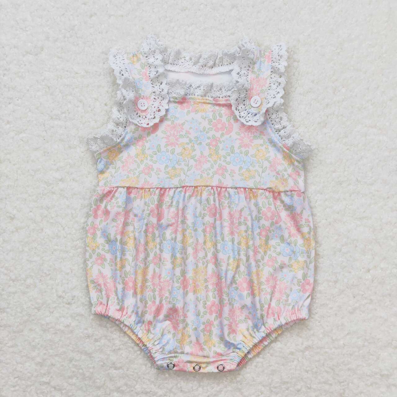 SR1261 Pink Flowers Baby Girls Summer Romper