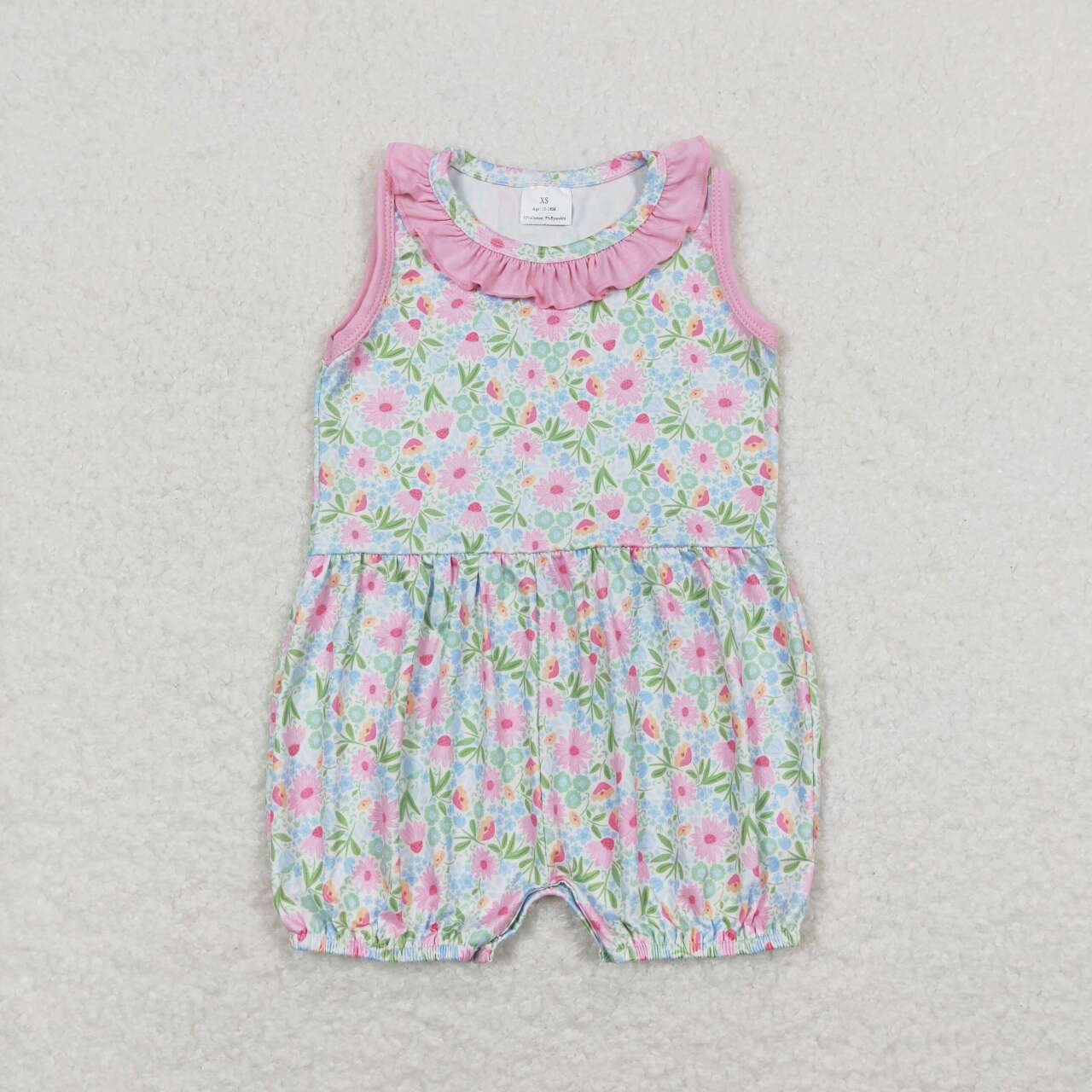SR1262 Flowers Print Baby Girls Summer Romper