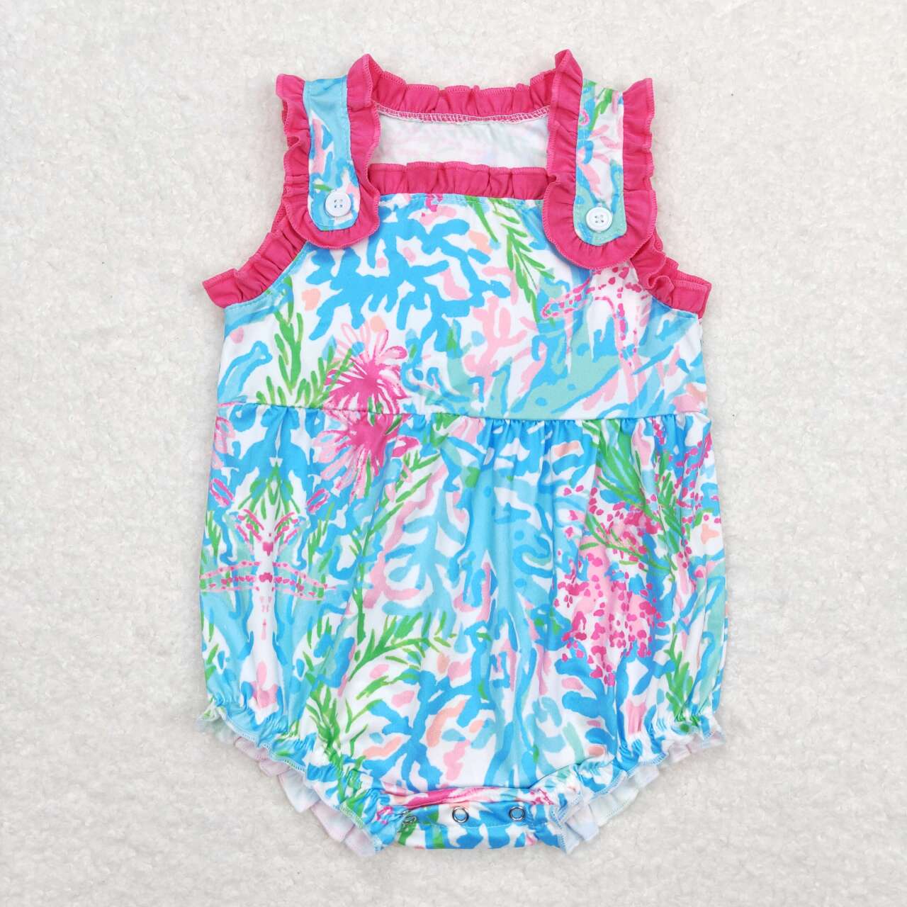 Seaweed Flowers Blue Print Sisters Summer Matching Clothes