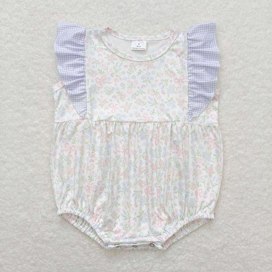 SR1351  Small Flowers Print Baby Girls Summer Romper