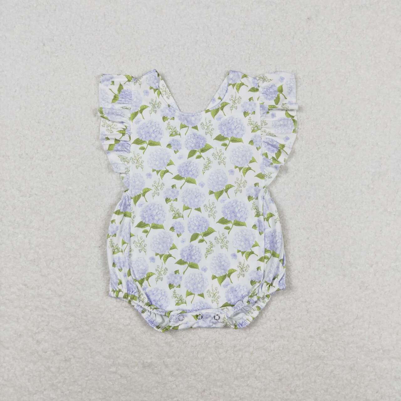 SR1484 Hydrangea Flowers Print Baby Girls Summer Romper