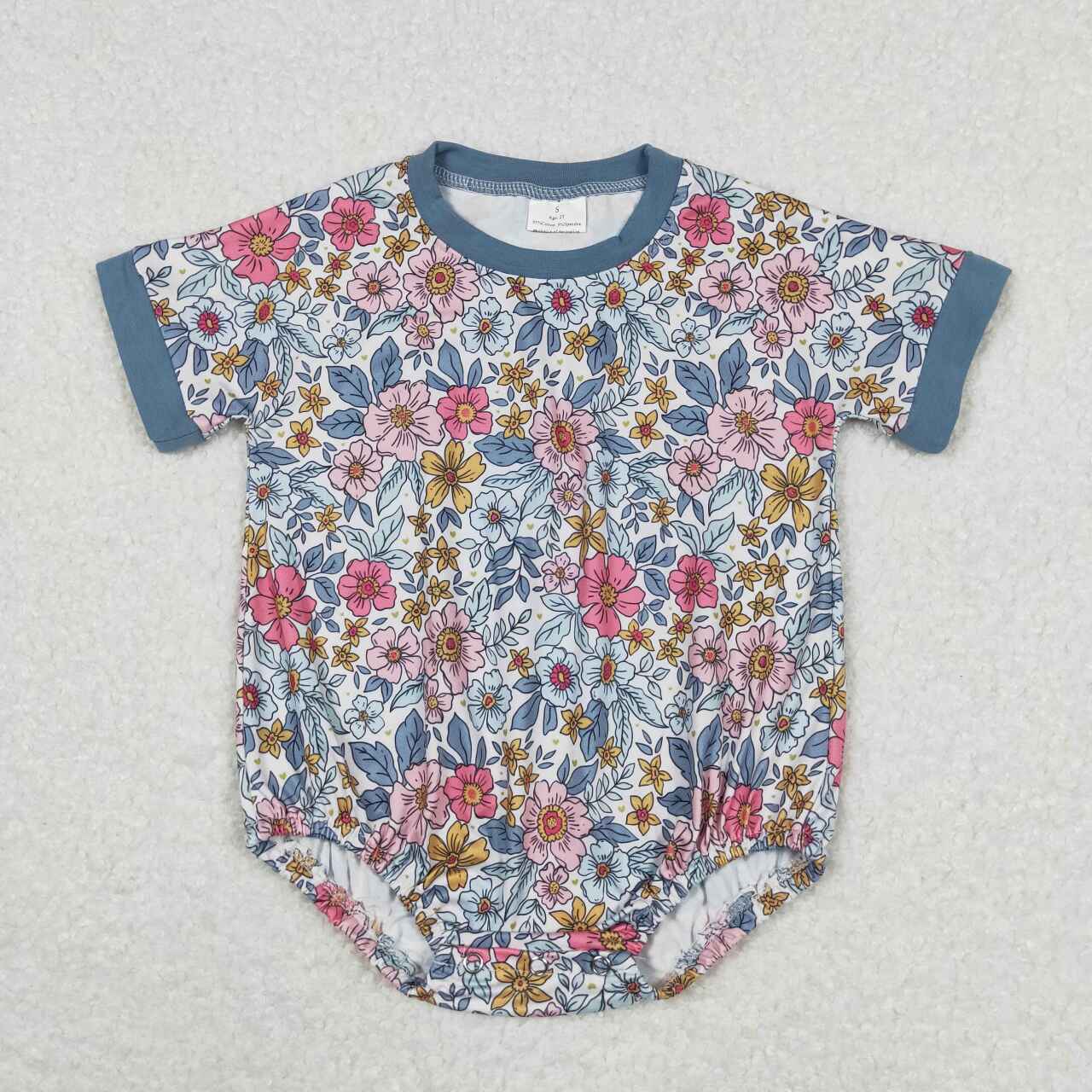 SR1500 Flowers Print Baby Girls Summer Romper