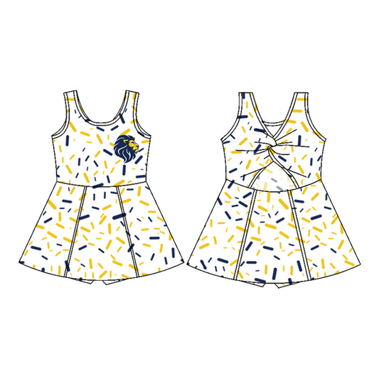 (Custom Design Preorder MOQ 5) Team's Founders Sprinkles Print Backless Top Shorts Skirts Girls Summer Yoga Dress