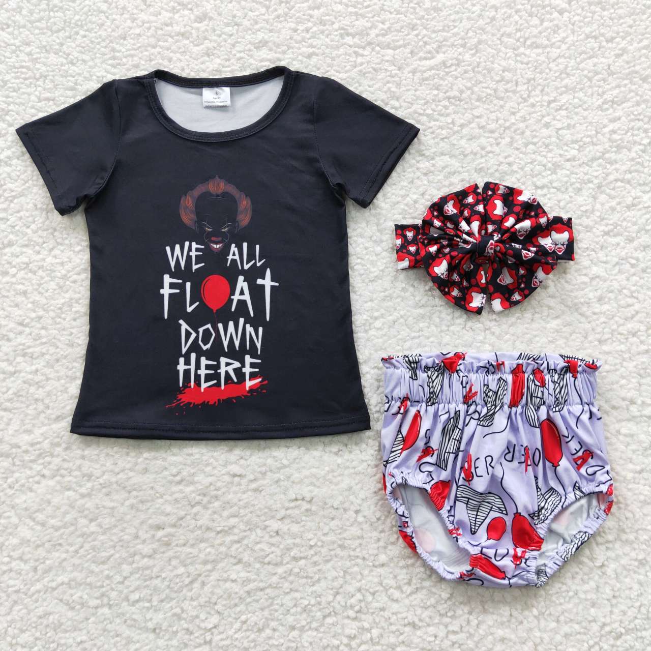 Baby girls black purple Halloween bummie set