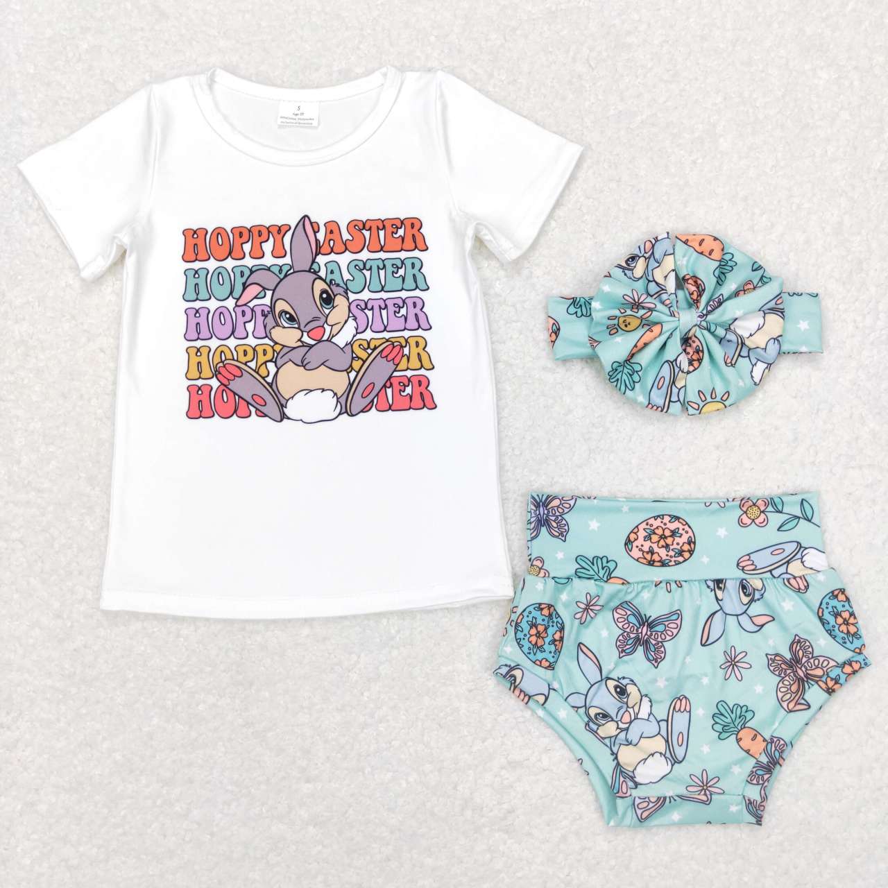 GBO0196 Bunny Happy Baby Kids Easter Bummie Set