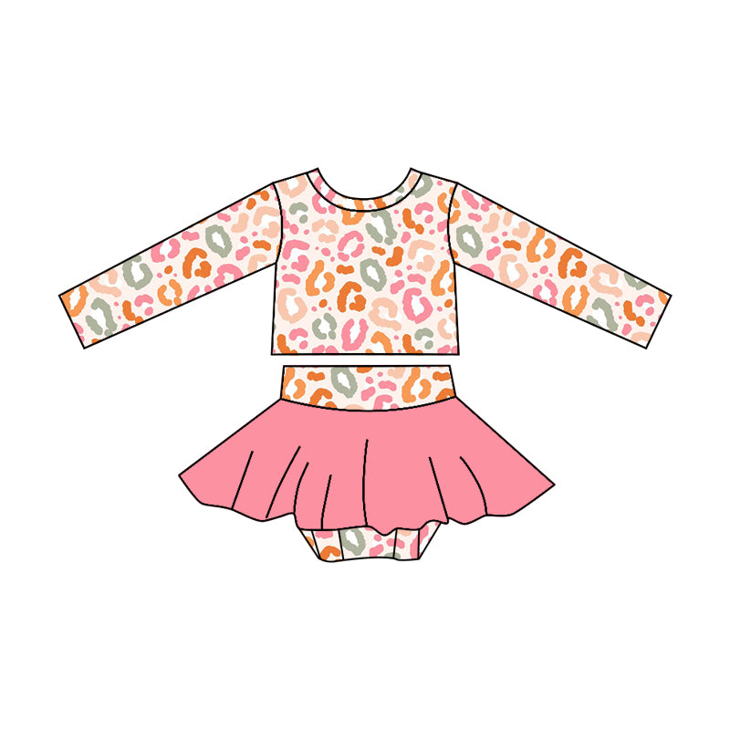 (Pre-order)GBO0236 Pink Leopard Print Baby Girls Bummie Set