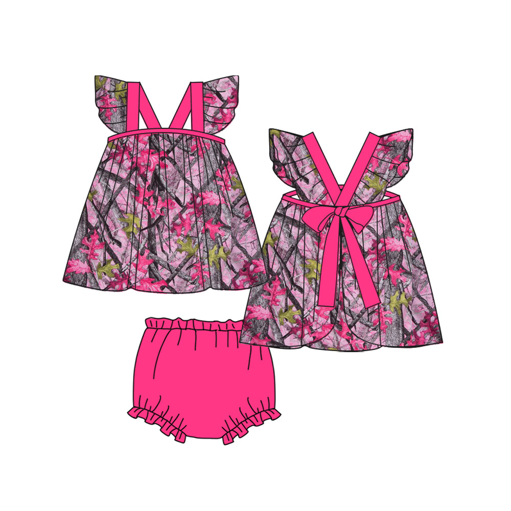 (Pre-order)GBO0331 Branch Camo Top Baby Girls Summer Bummie Set
