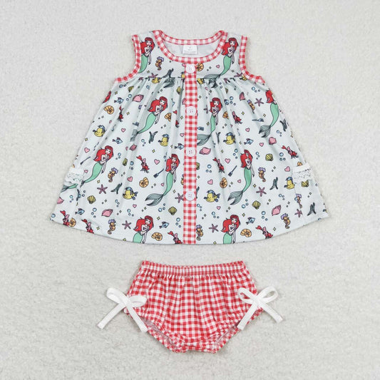 GBO0346  Mermaid Print Baby Girls Summer Bummie Set