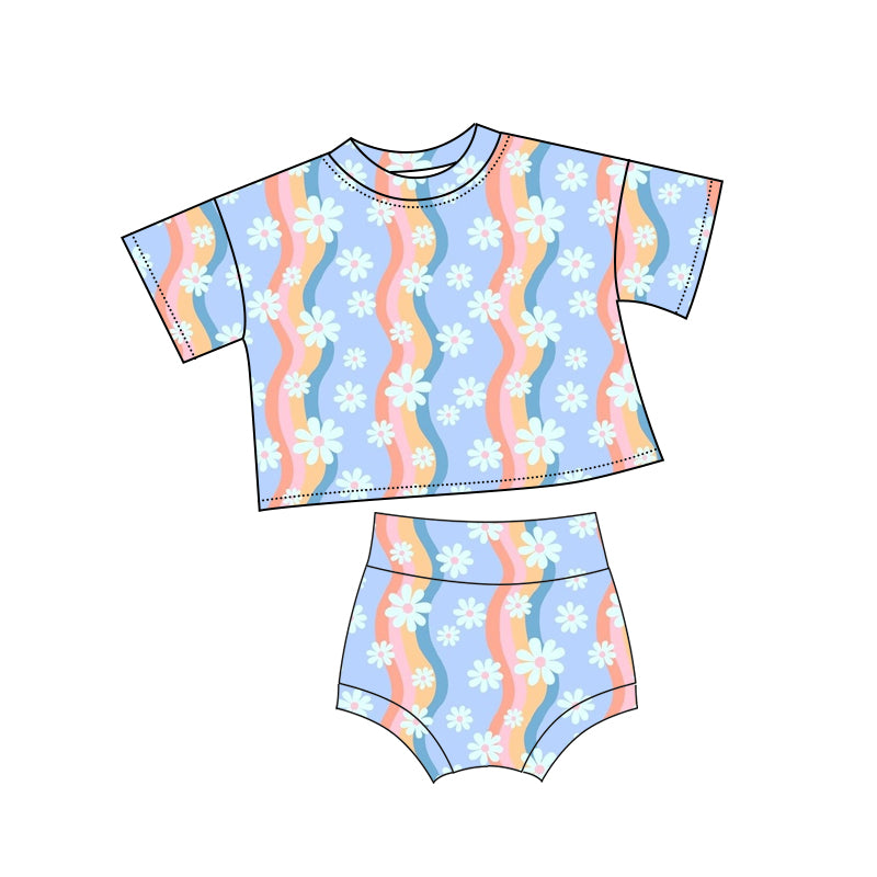(Pre-order)GBO0458 Flowers Print Baby Summer Bummie Set