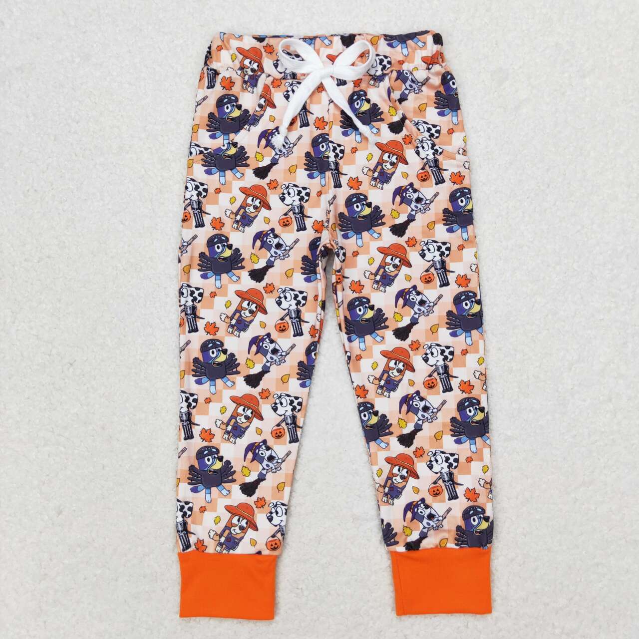 P0476 Cartoon Dog Pumpkin Print Kids Halloween Pants