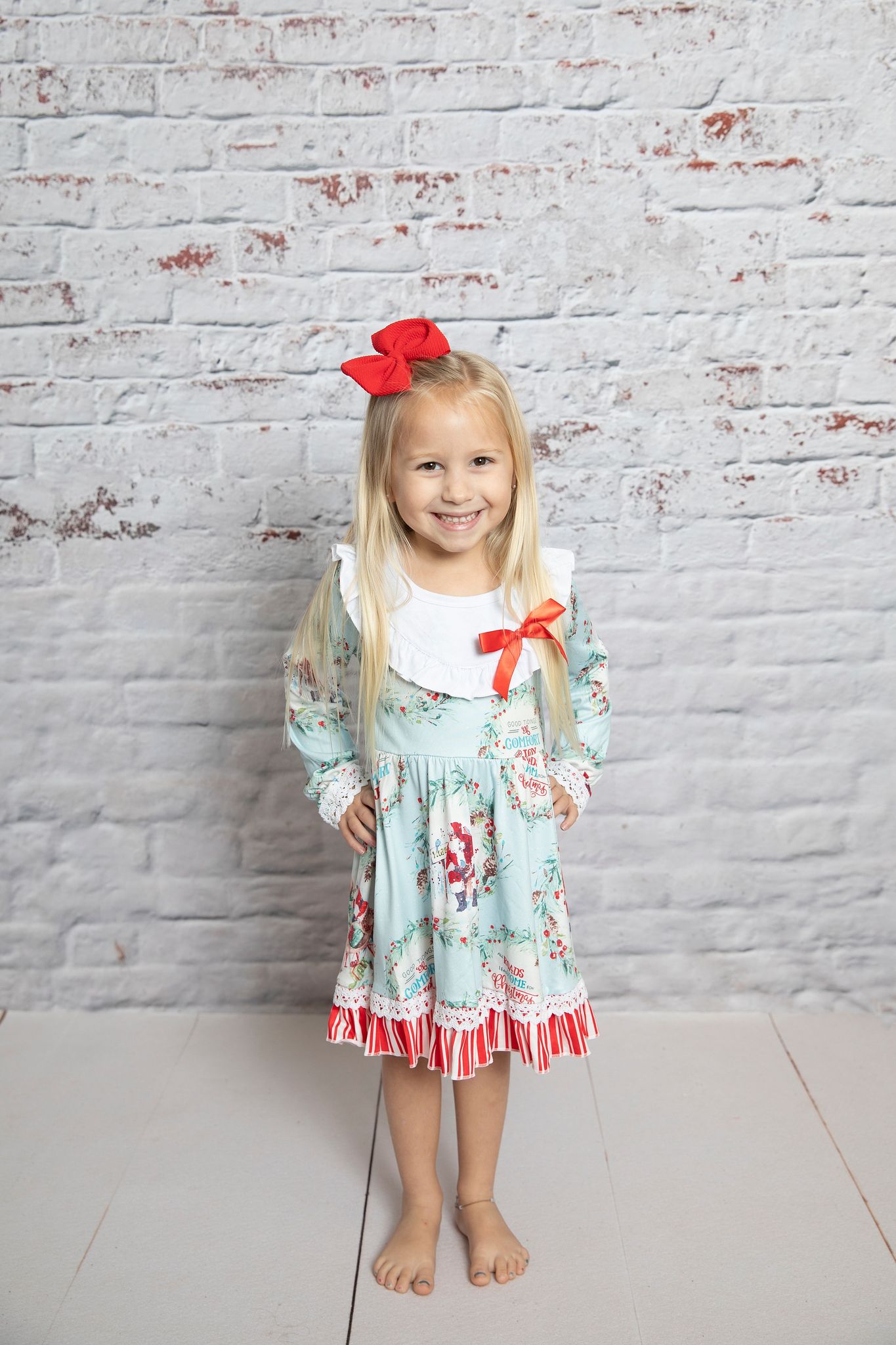 (Promotion)Girls long sleeve Christmas dress GLD0098