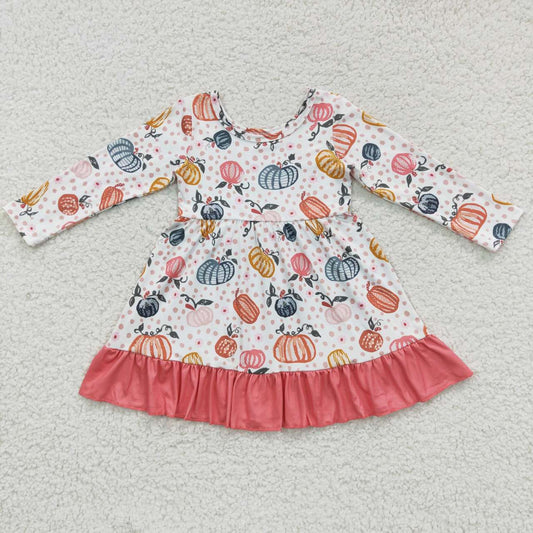 (Promotion)GLD0204 Girls long sleeve fall pumpkin dress