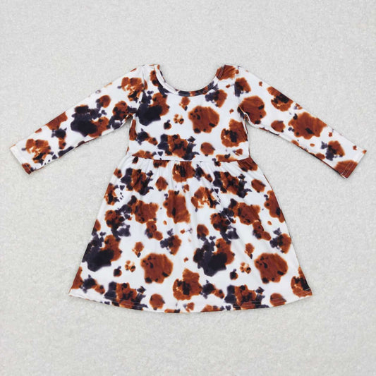 GLD0226  Girls Cowhide Knee Length Western Dress