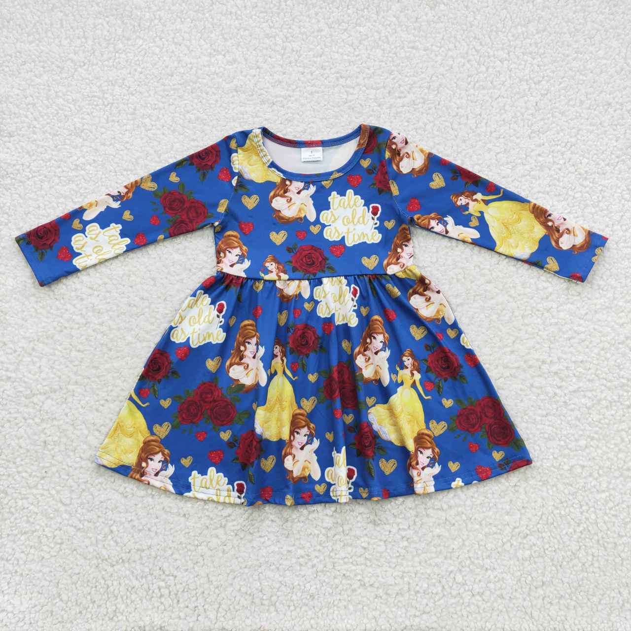 GLD0228 Girls cartoon princess knee length dress