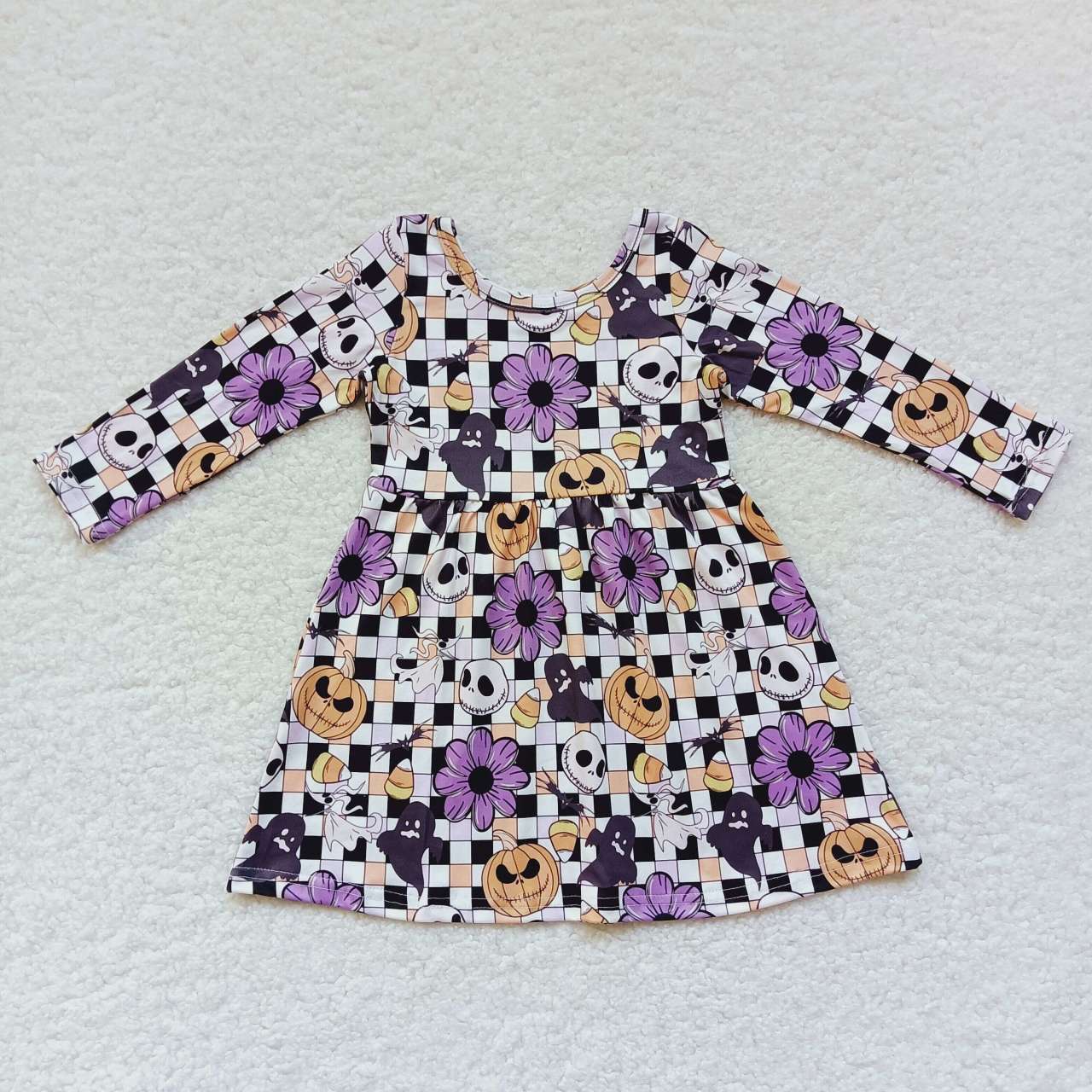 GLD0233 Girls pumpkin flowers knee length Halloween dress