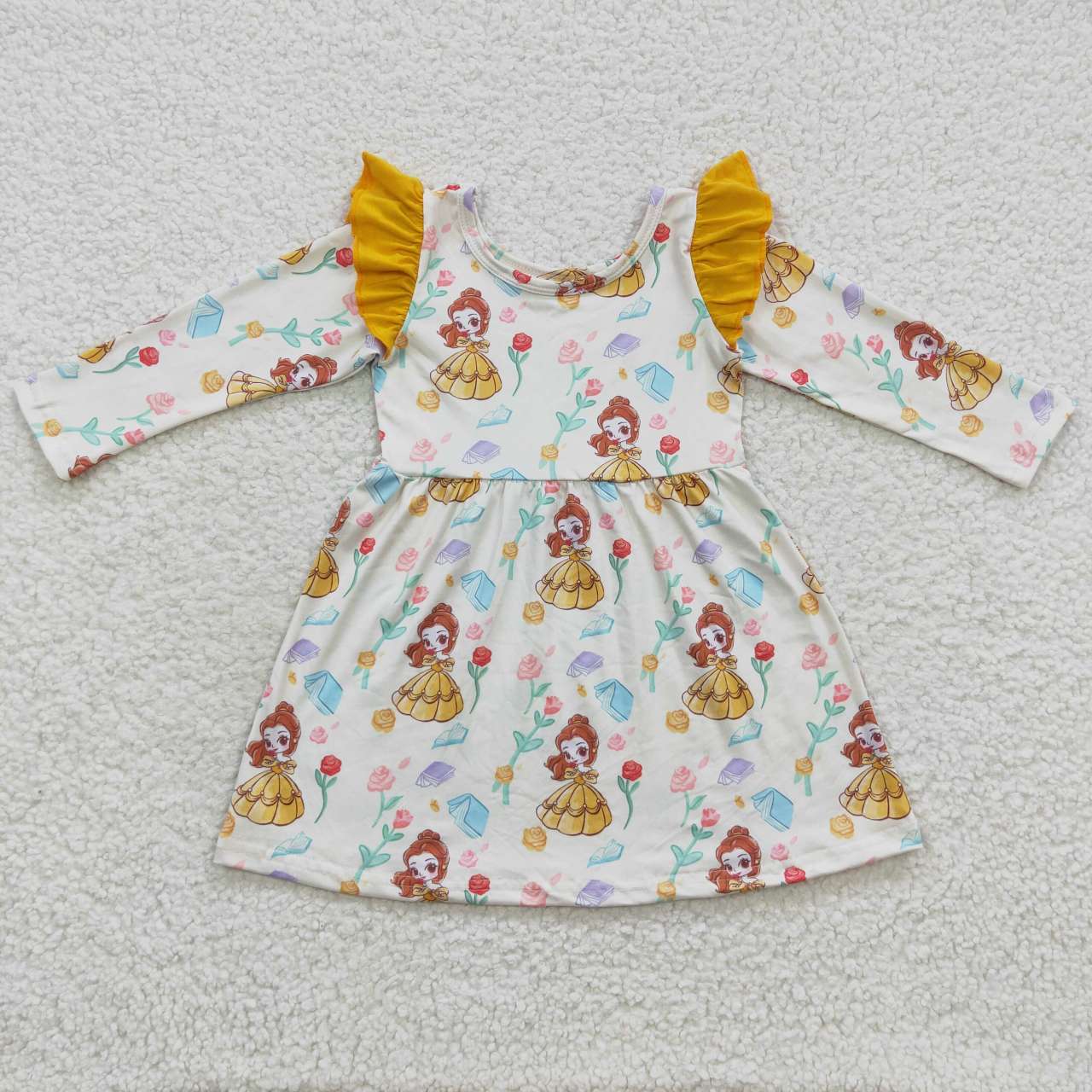 GLD0250 Yellow princess knee length dress
