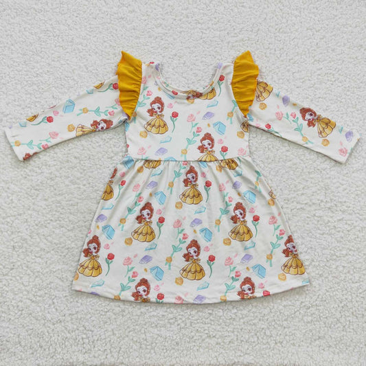 GLD0250 Yellow princess knee length dress