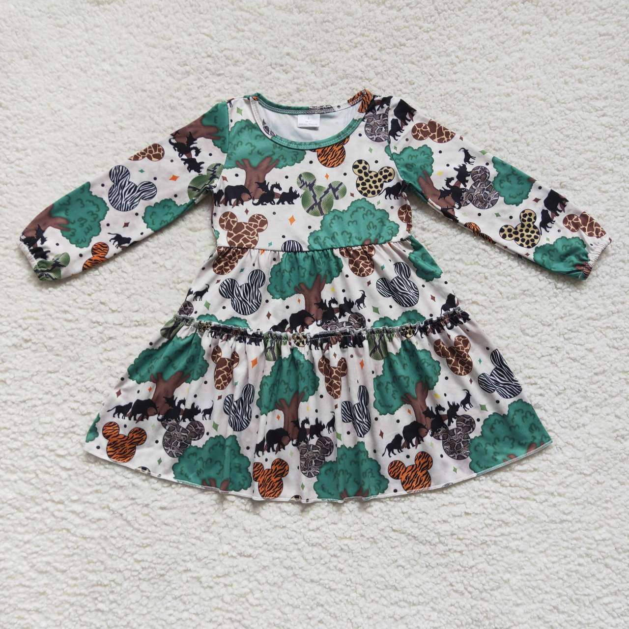 GLD0260 Grils animal tree knee length dress