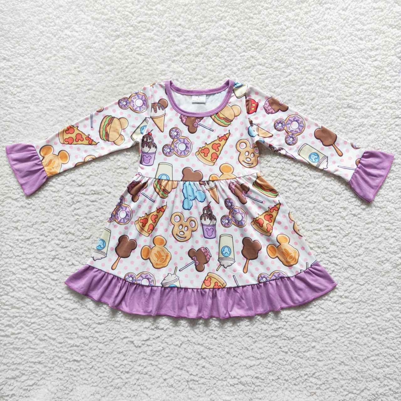 GLD0265 Purple cartoon mouse design knee length dress