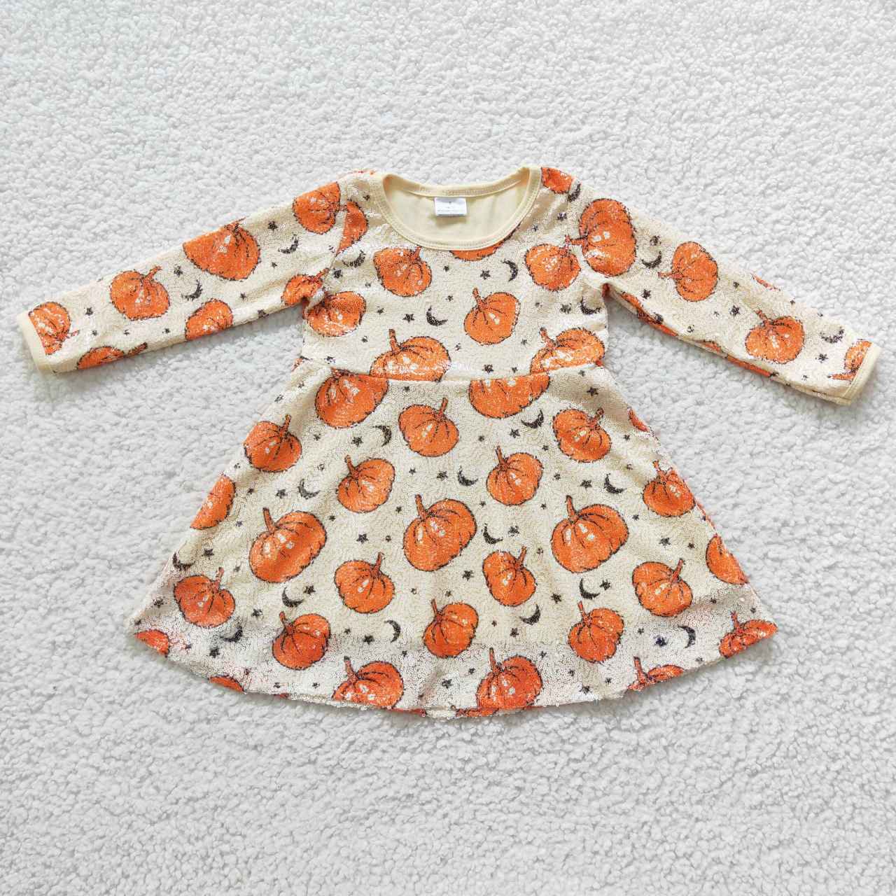 GLD0271 Fall pumpkin sequin knee length dress
