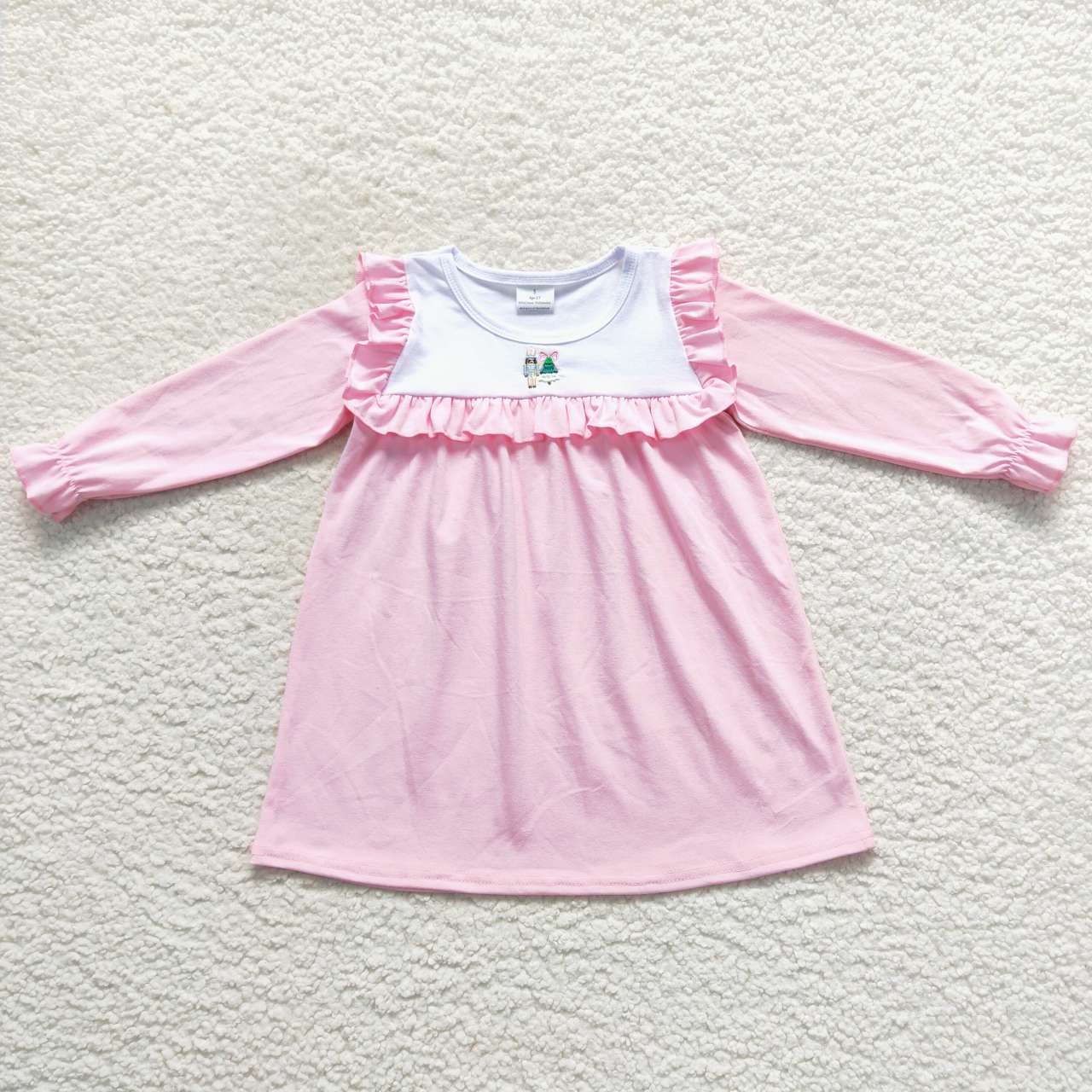 GLD0274 Christmas soldier embroidery girls knee length dress