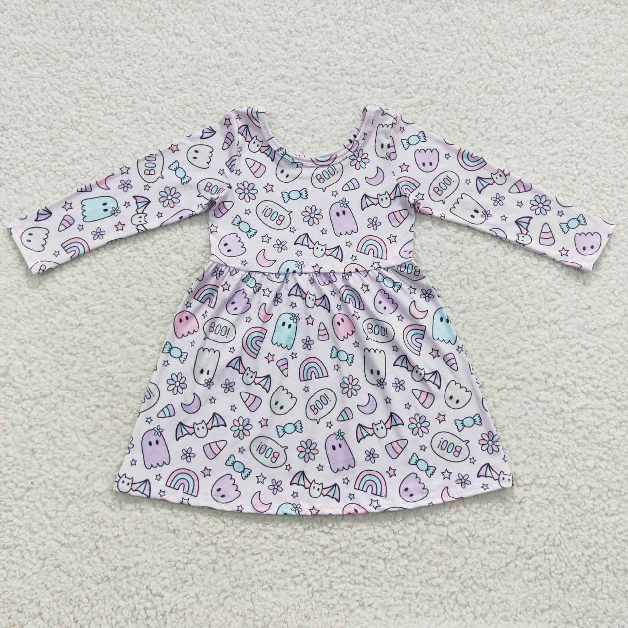 GLD0295  Cute ghost print knee length Halloween dress