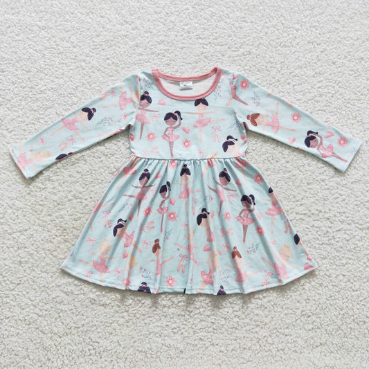 GLD0309 Girls ballerinas knee length dress